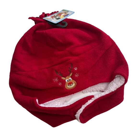 SimpliKids Fleece Sherpa Lined Reindeer Kids Winter Hat & Mittens Set 5-7 Years - Picture 2 of 11